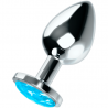 Plug anale in metallo OHMAMA con cristallo decorativo azzurro